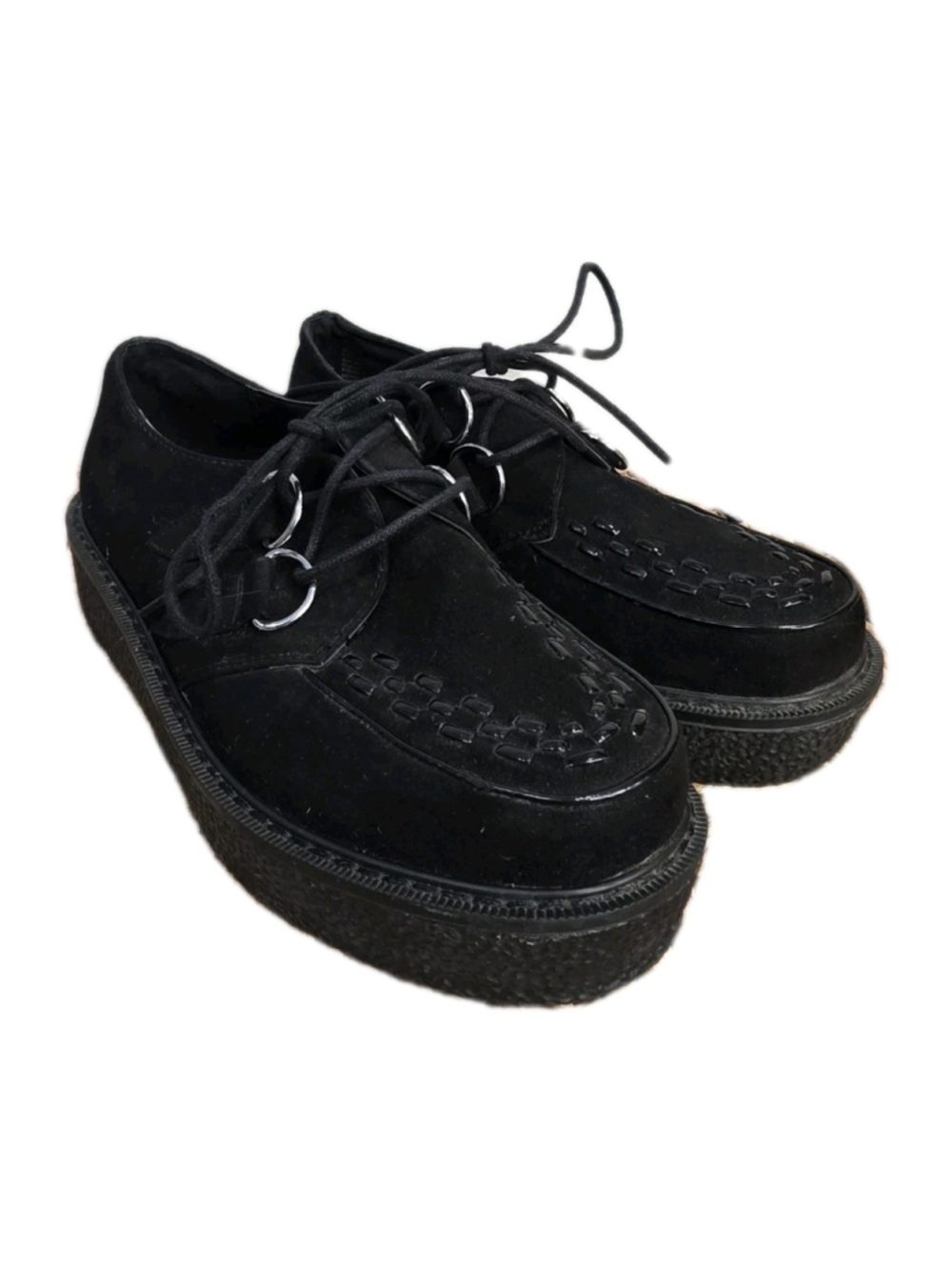 Mudd Black Patent Leather Platform Sz 6 M Chunky Textured Lace Up Solid Y2K Goth